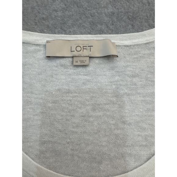 Ann Taylor Loft Soft Linen Blend White Blouse with  Design Detail - Size Medium - Picture 5 of 8